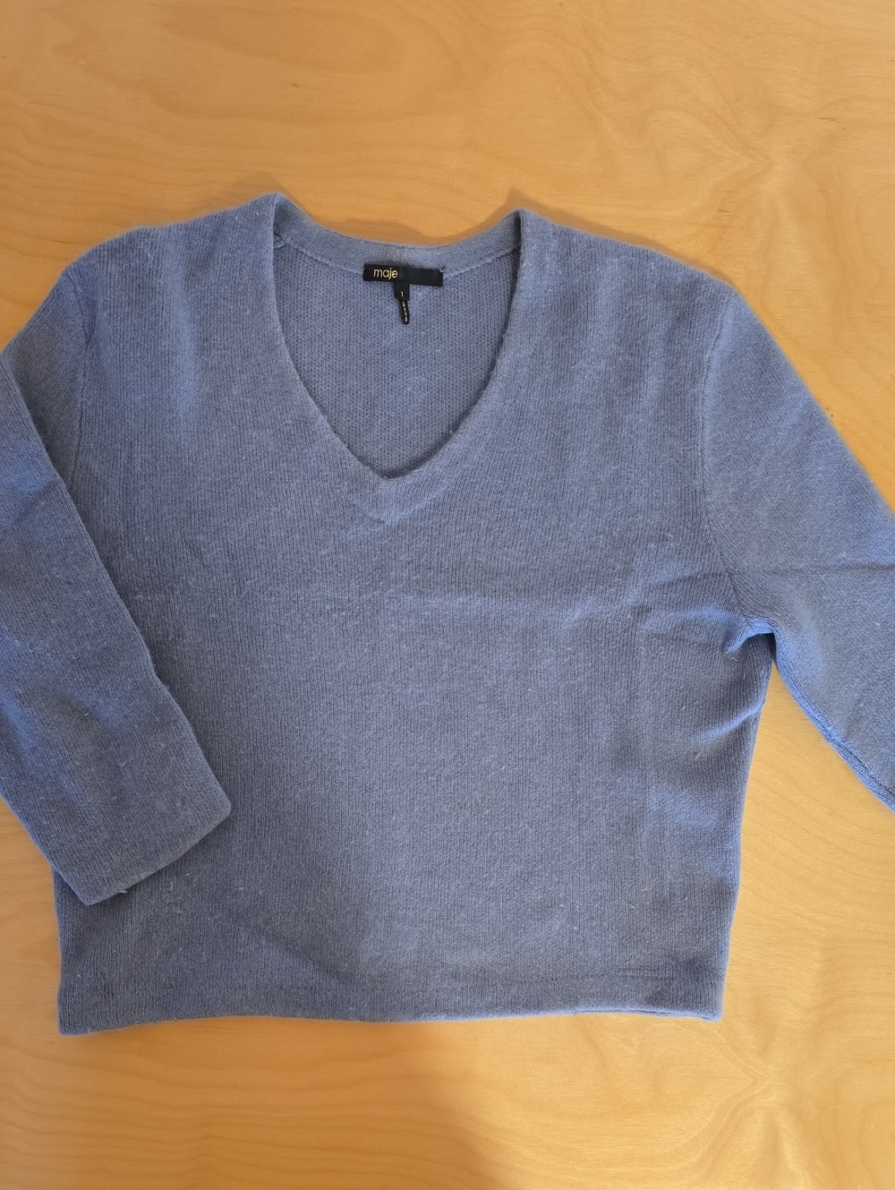 Maje Dusty Lavender V-Neck Knit Sweater
